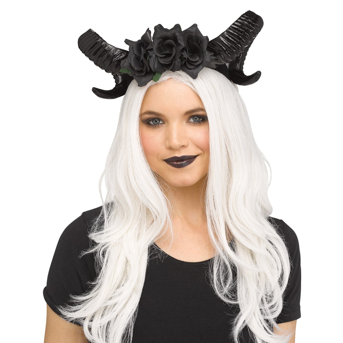 Black Floral Horn Headpiece