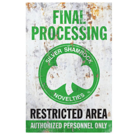 Halloween III Season Of The Witch - Silver Shamrock Final Processing Metal Sign