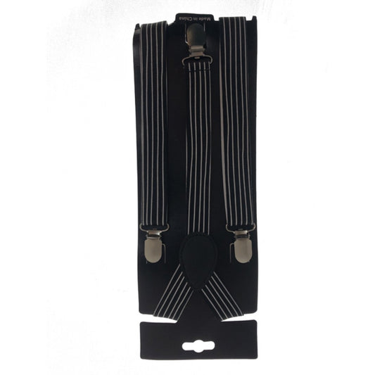 Black and White Pin Striped Suspenders