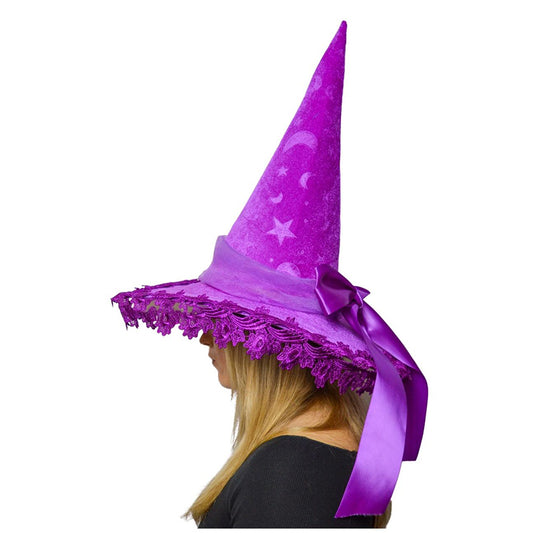 Moon & Star Witch Hat - Purple Punch