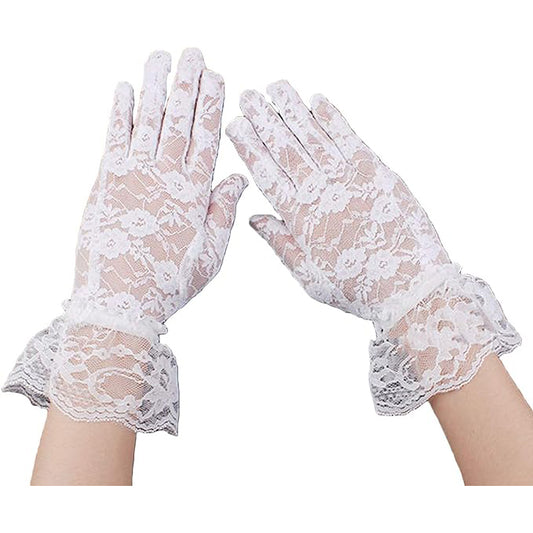 White Lace Wrist Gloves