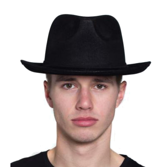 Leather-Like Gangster Hat Black