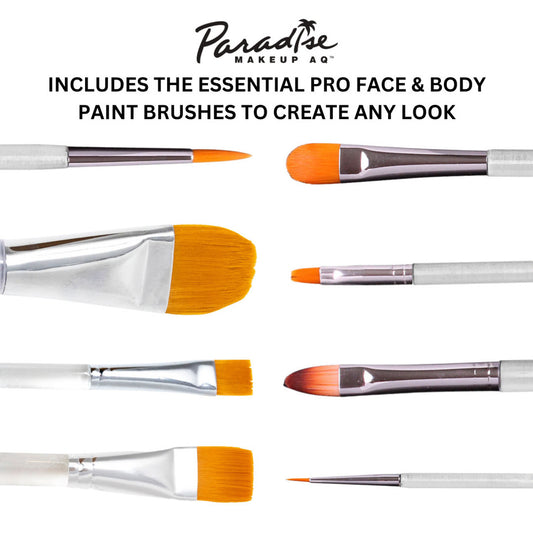 Mehron Paradise 8 pc Brush Set & Holder