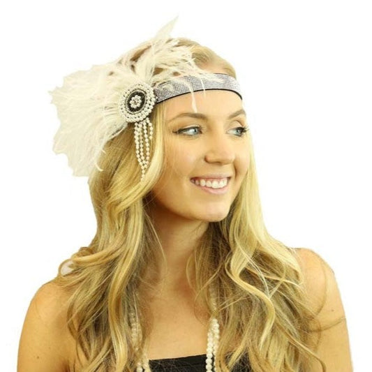 20's Flapper headband - White/Silver