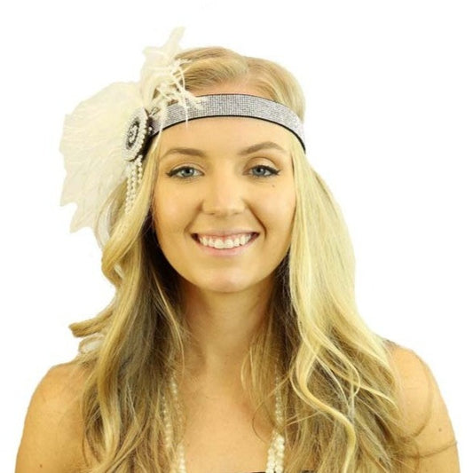 20's Flapper headband - White/Silver