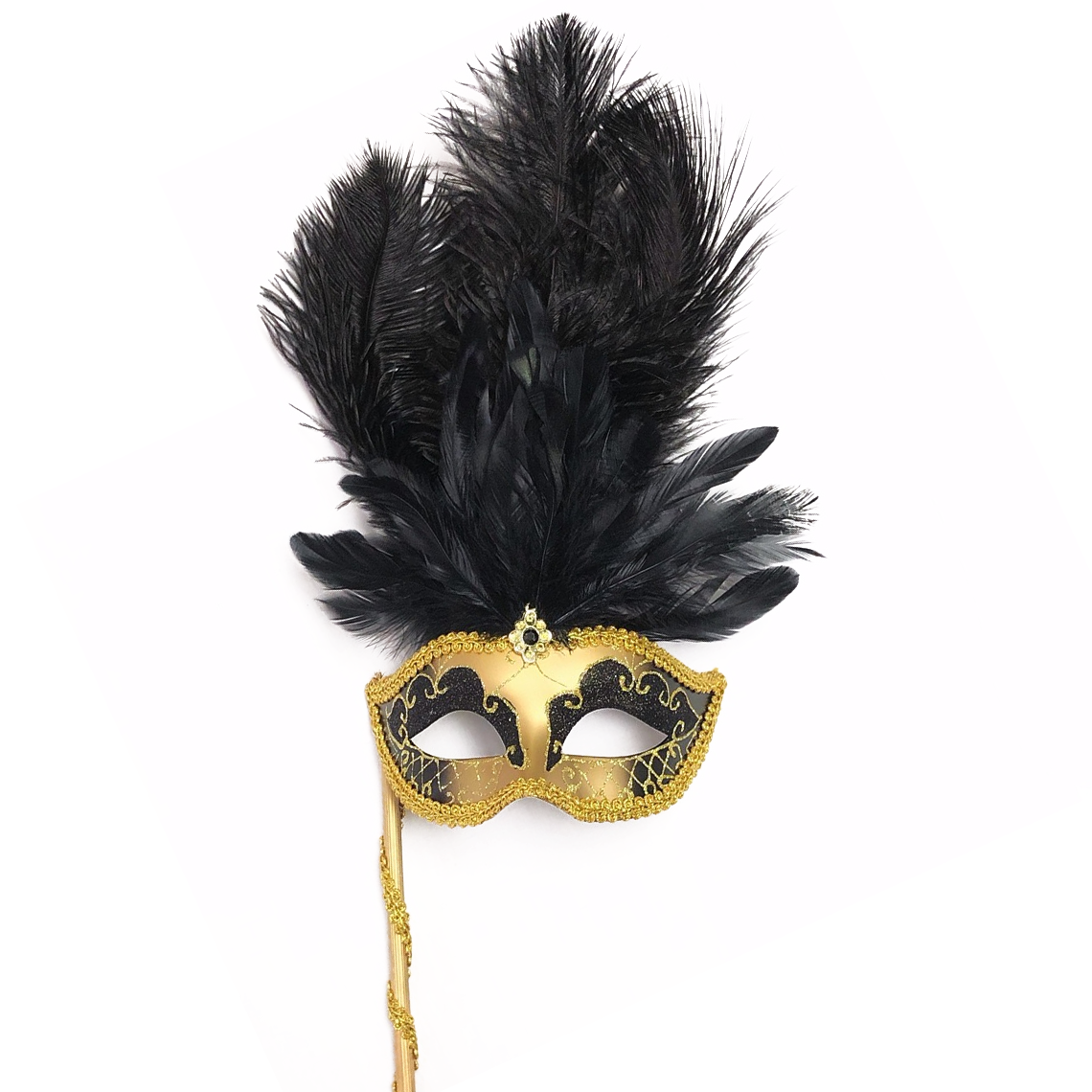 Black and Gold Lorgnette Mask