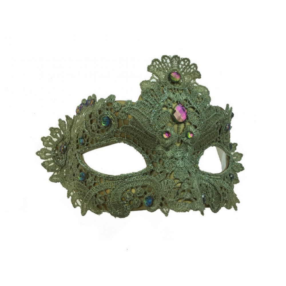 Lace and Gems Masquerade Mask - Gold