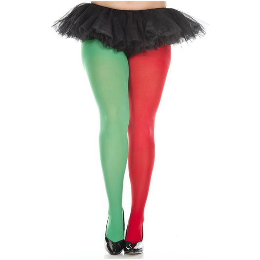 Plus Red and Green Jester Tights