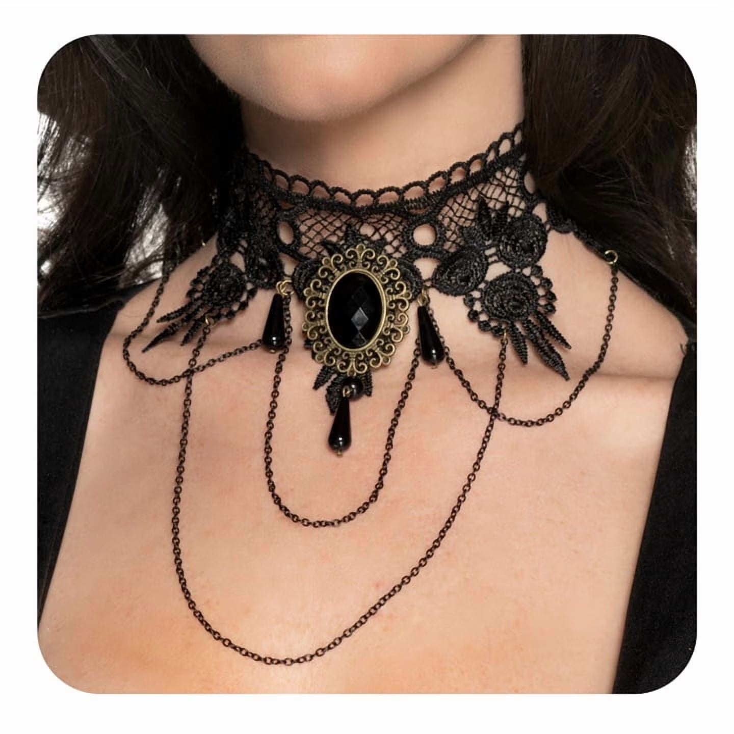 Gothic Choker with Black Jewels
