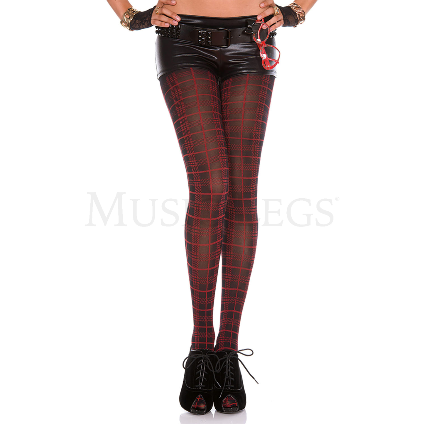 Black/Red Checkered Spandex Tights