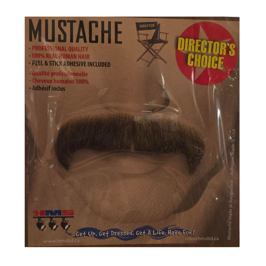 Human Hair Villain Moustache - Brown