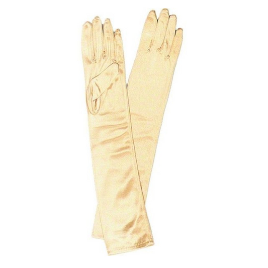 Gold Long Satin Gloves