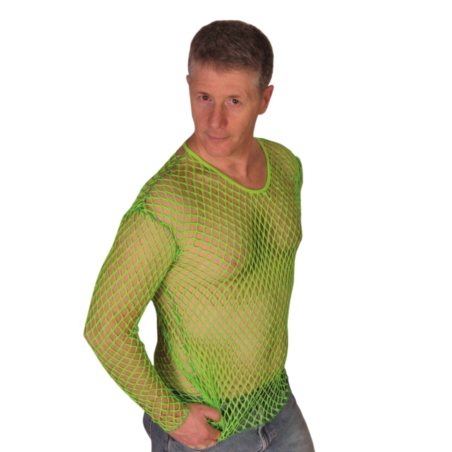 80's Neon Green Fishnet Shirt