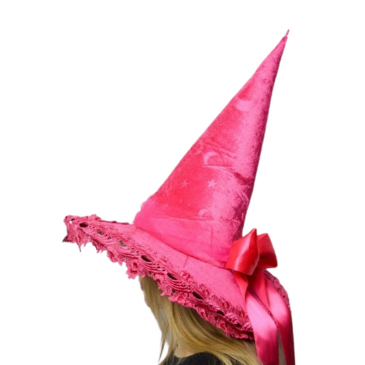 Pink Moon and Stars Witch Hat
