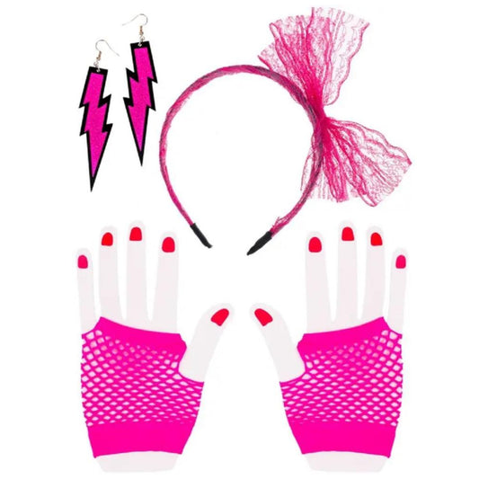 80's Neon Pink Glam Rock Set