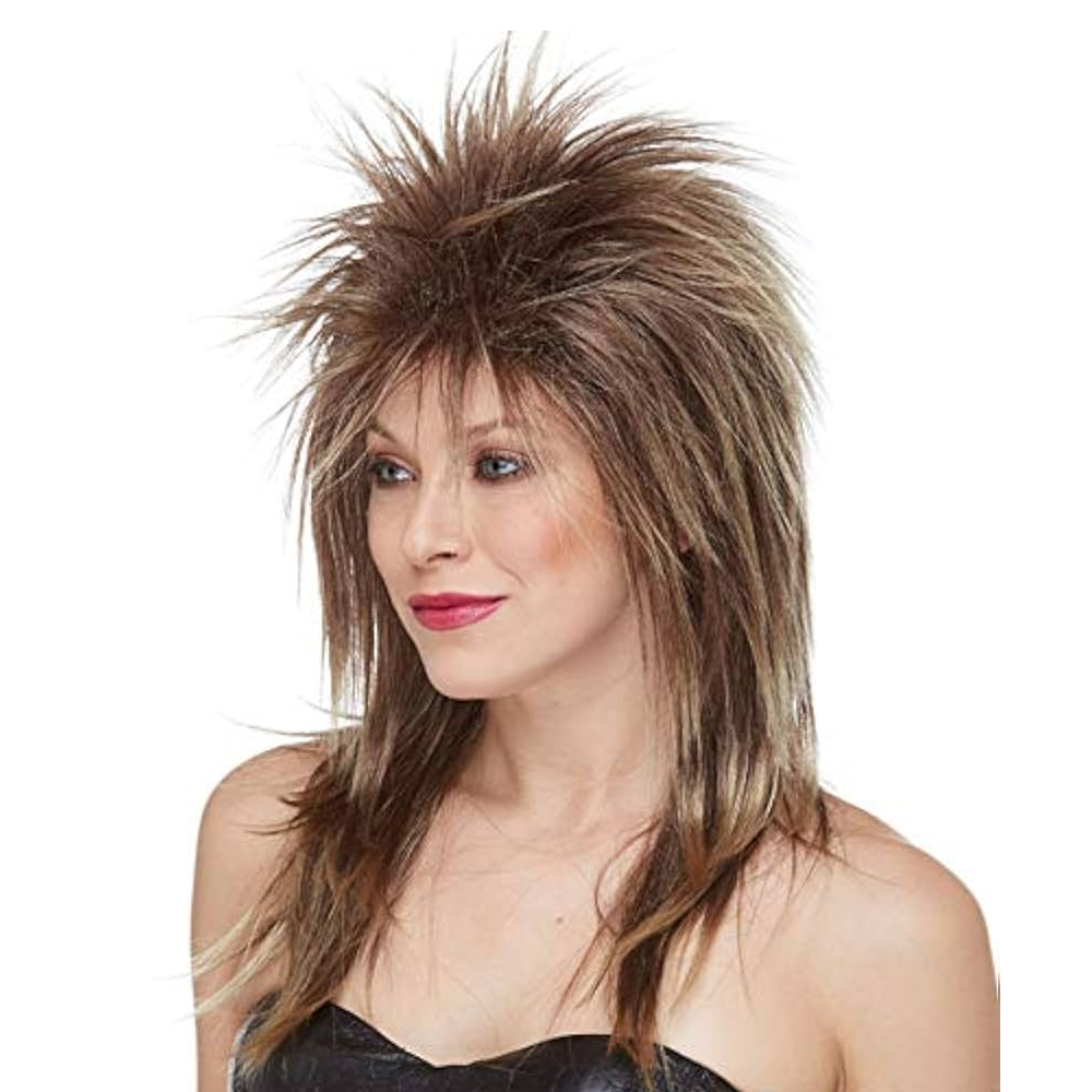 Rocker Long Frosted Brown Wig
