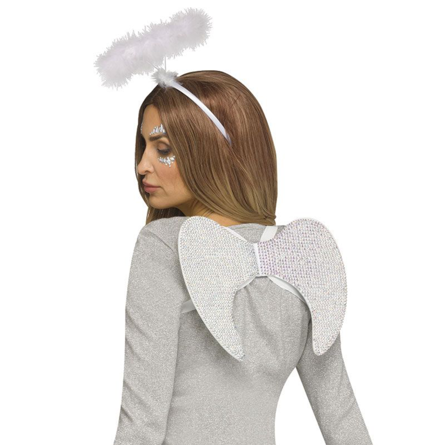 Rhinestone Diva Angel Wings - White