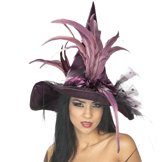 Purple Feather Witch Hat