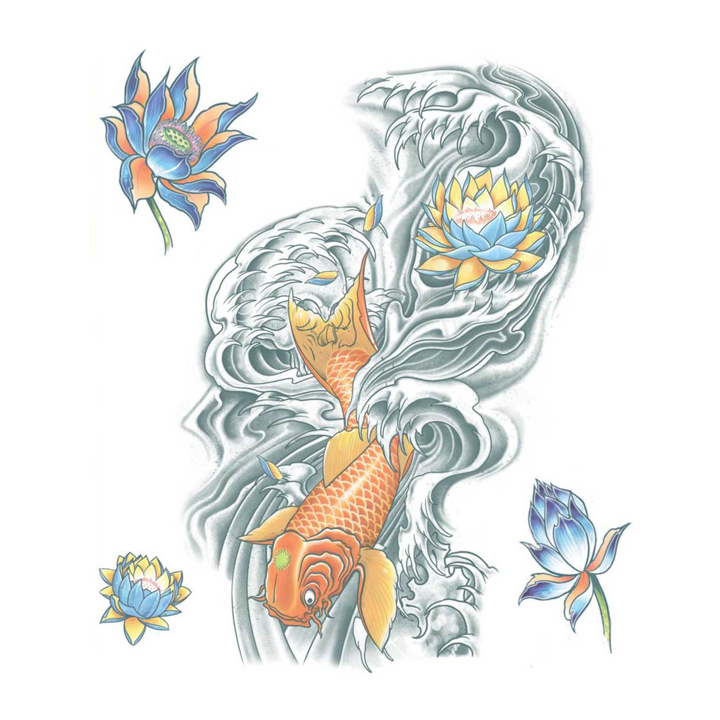 Tinsely Koi Extra Large Tattoo