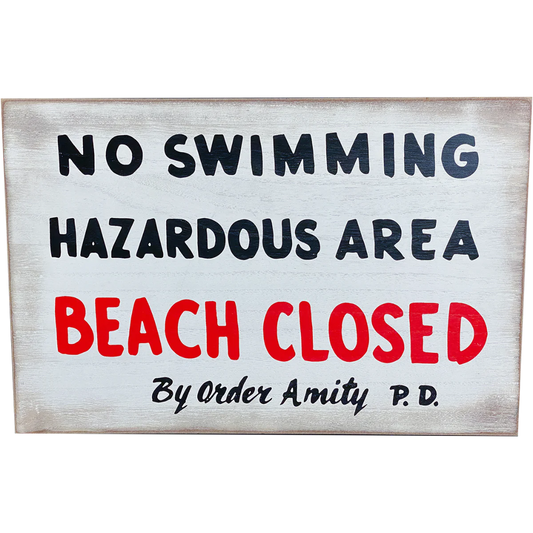 Jaws Movie No Swimming Wooden Display Sign