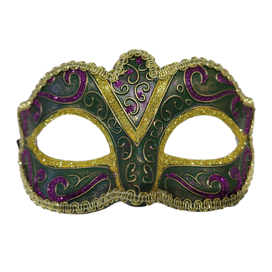 Mardi Gras Mask - Green and Gold