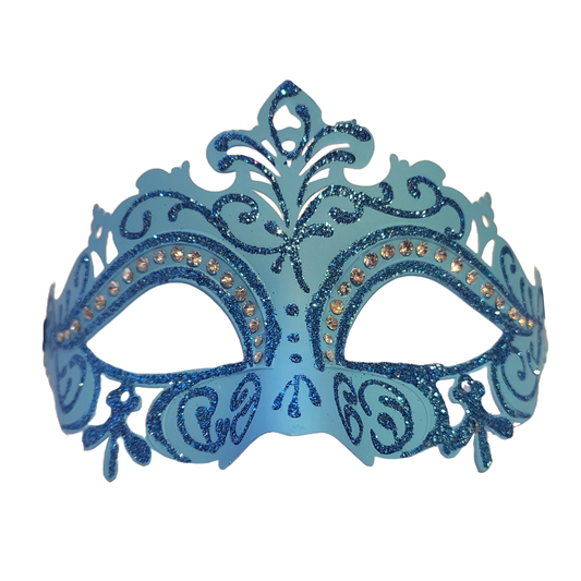 Venetian Rhinestone Mask - Light Blue