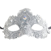 Silver Lace Mask with Gems