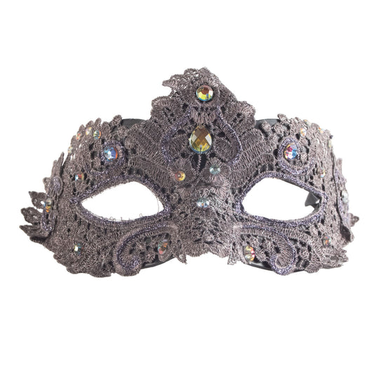 Pewter Lace Mask with Gems