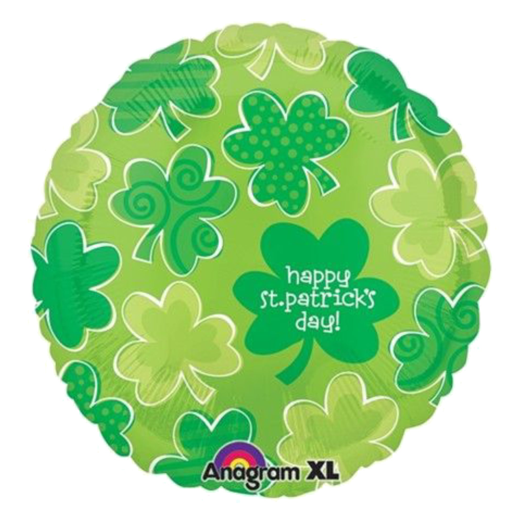 Happy St. Patrick's Day Shamrocks Mylar Balloon
