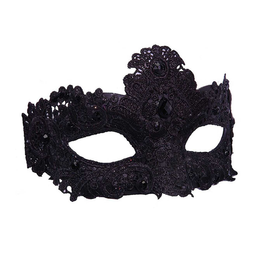 Black Lace Masquerade Mask with Gems