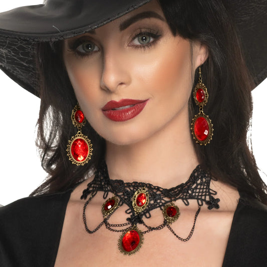 Vampire Necklace & Earring Set