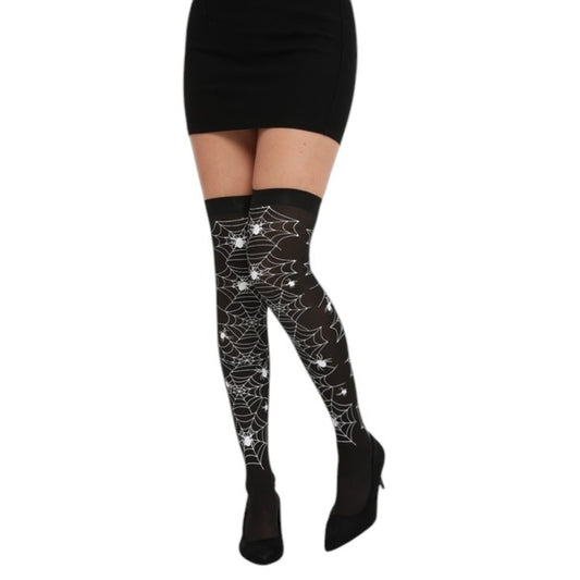 Spiderweb Thigh High Tights