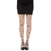 Nude Tights with Black Spider Print