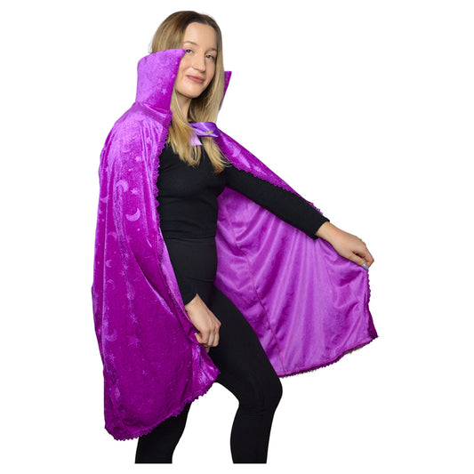 Purple Moon and Stars Witch Cape