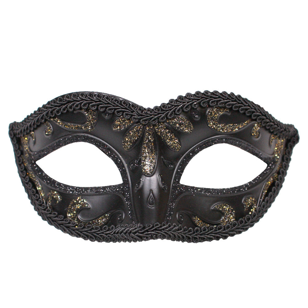 Black and Bronze Glitter Mask