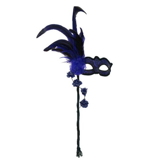 Blue Feather Stick Mask