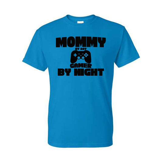 Mommy By Day Gamer By Night T-Shirt Sapphire Small