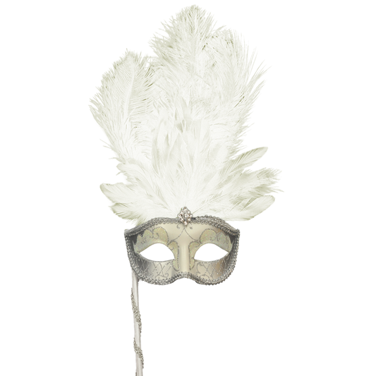 White and Silver Lorgnette Mask