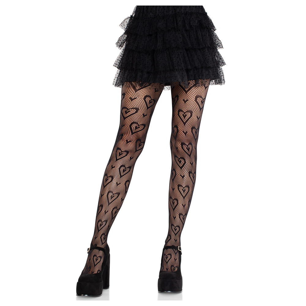 Double Hearts Net Tights