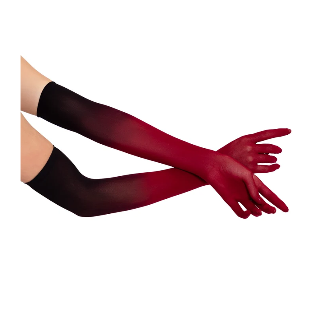 Red Ombre Mesh Opera Gloves