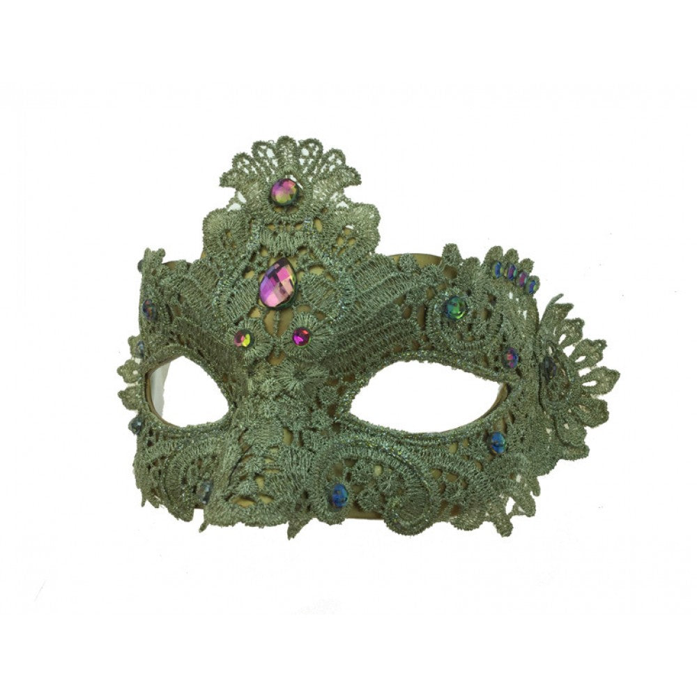Lace and Gems Masquerade Mask - Gold