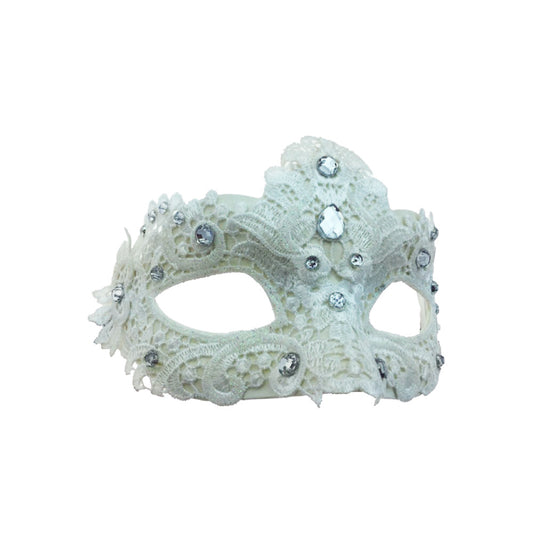 White Lace Mask with Gems