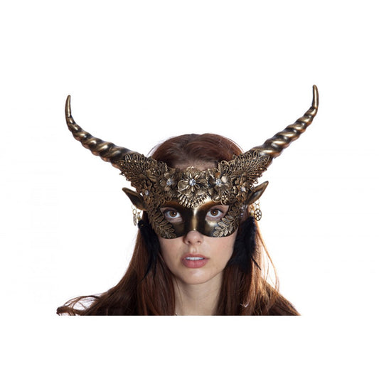 Horned Devil Half-Face Venetian Masquerade Mask