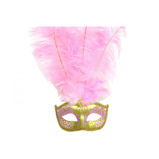 Pink and Gold Mask with Middle Feather