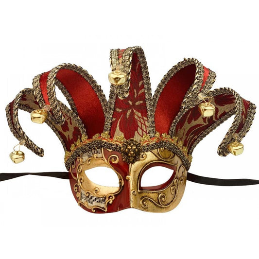 Red/Gold Venetian Jester Mask