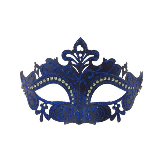 Blue Venetian Rhinestone Mask