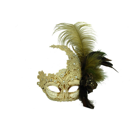 Antique Ivory with Feather Mask