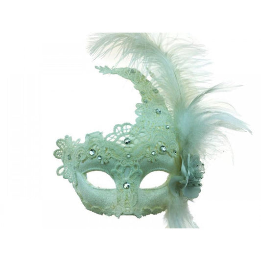 White Lace Venetian Feather Mask