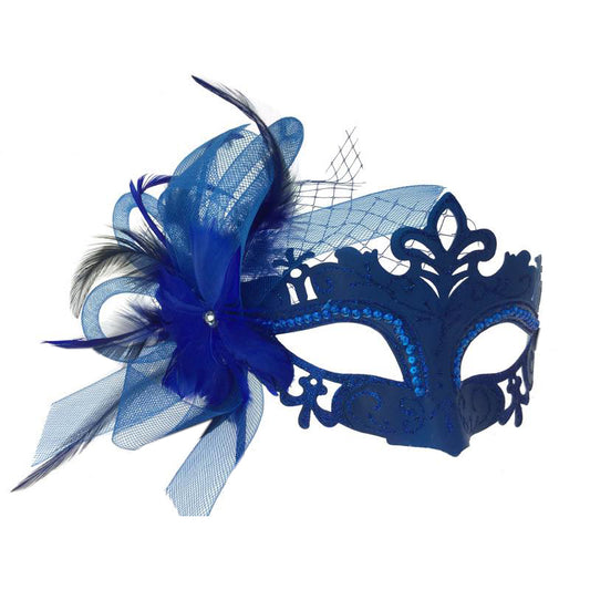 Blue Mask with Flower Veil