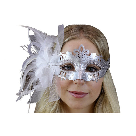 Silver Mask with Flower Veil